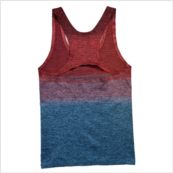 Athleta Relay Tank Top Red/Blue Gradient Ombré Cut Out‎ Racer Back Size Medium - Picture 2 of 8